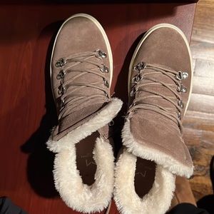 Marc fisher fur laced up boots